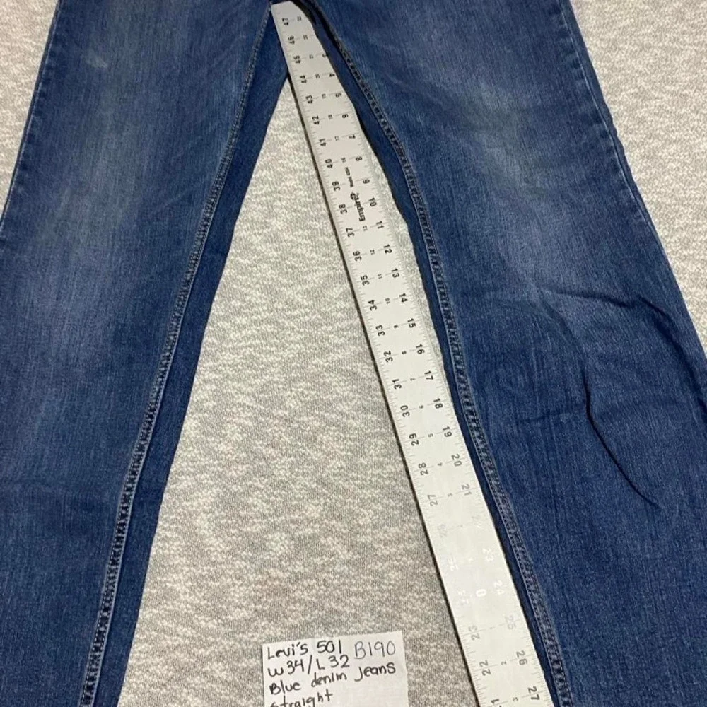Levi's 501 blue denim straight jeans Size: W34xL32. SKU-B190#denim